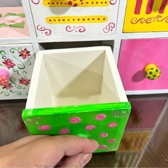 Hand painted 6 compartment organizer with drawers. 90s - Picture 4 of 15